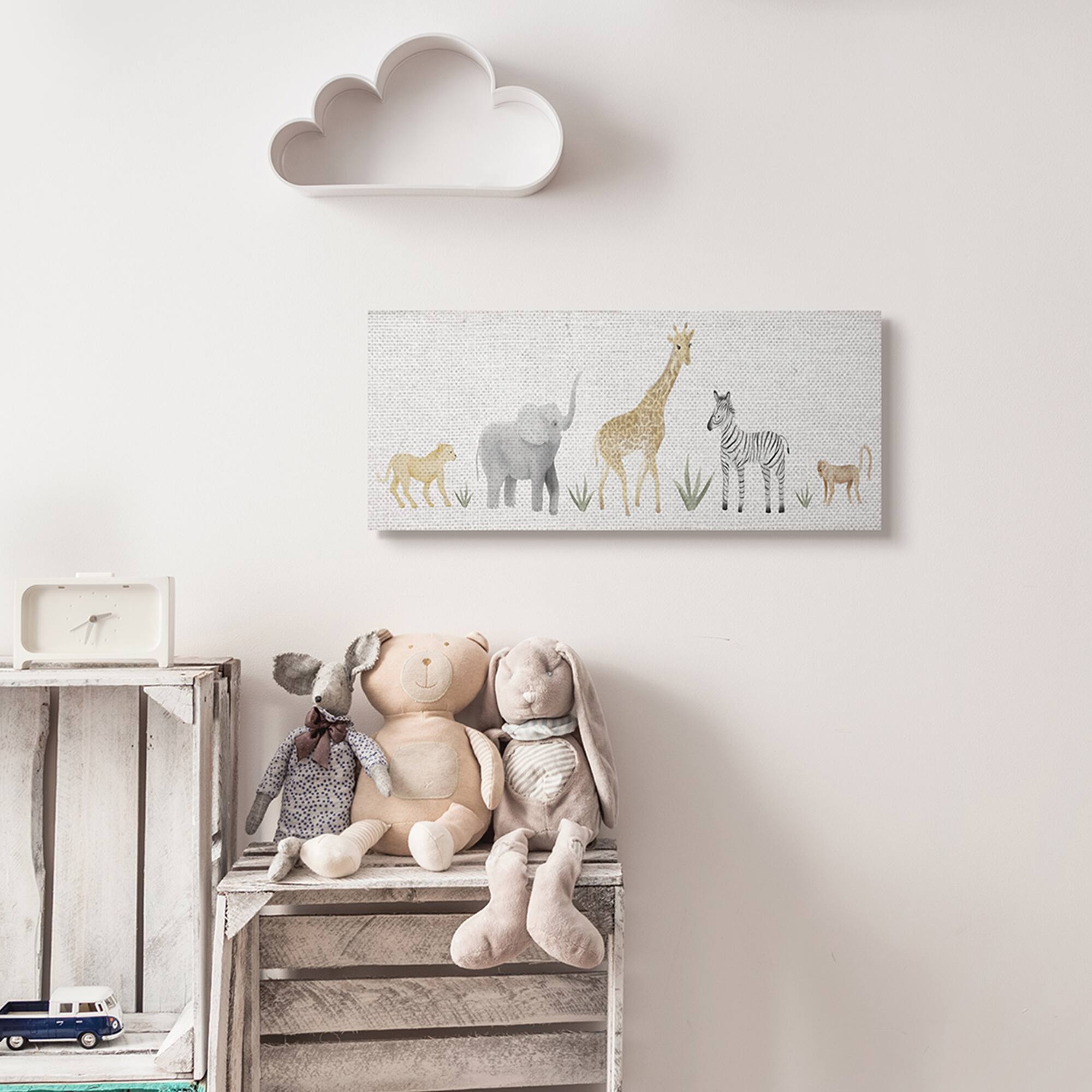 Stupell Industries Adorable Jungle Animals Wildlife Illustration Elephant Giraffe Canvas Wall Art